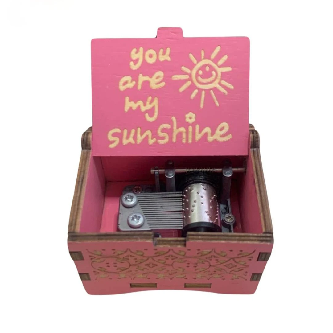 Vintage Hand-Cranked Wooden Music Box - 'You Are My Sunshine'